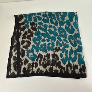 Coach Frizz Silk Leopard Print Square Scarf Teal and Black Size 36 x 36